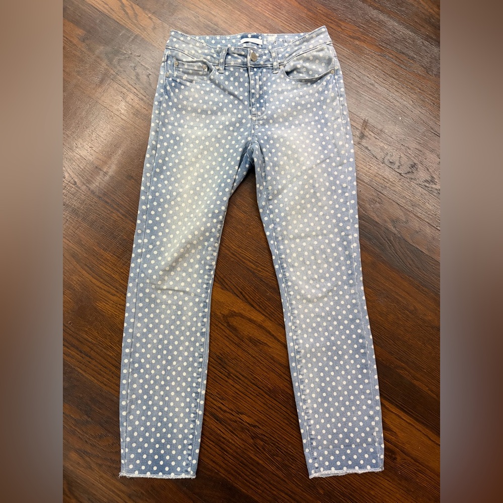 Lauren Conrad skinny polka dot jean light wash
